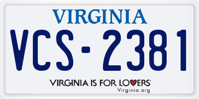 VA license plate VCS2381