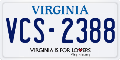 VA license plate VCS2388