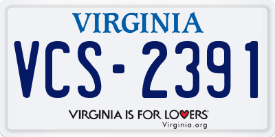VA license plate VCS2391