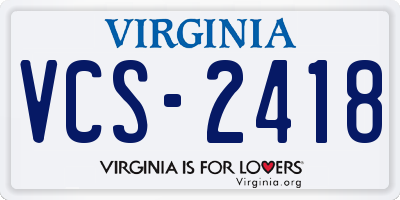VA license plate VCS2418