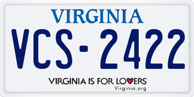 VA license plate VCS2422