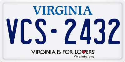 VA license plate VCS2432