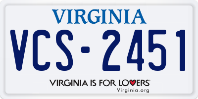 VA license plate VCS2451