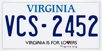 VA license plate VCS2452