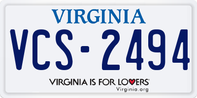 VA license plate VCS2494