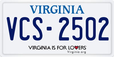 VA license plate VCS2502