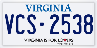 VA license plate VCS2538