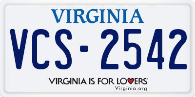 VA license plate VCS2542