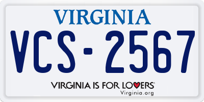 VA license plate VCS2567