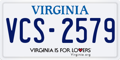 VA license plate VCS2579