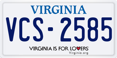 VA license plate VCS2585