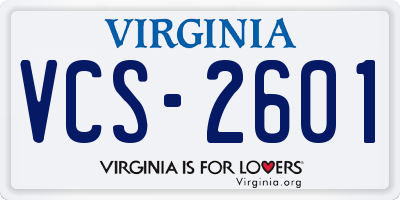 VA license plate VCS2601