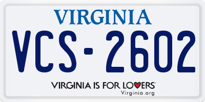 VA license plate VCS2602
