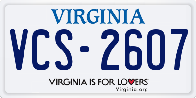 VA license plate VCS2607