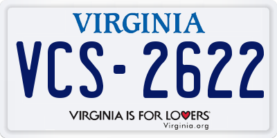 VA license plate VCS2622