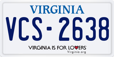 VA license plate VCS2638