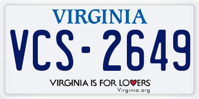 VA license plate VCS2649