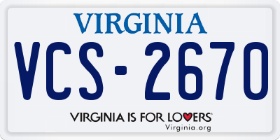 VA license plate VCS2670