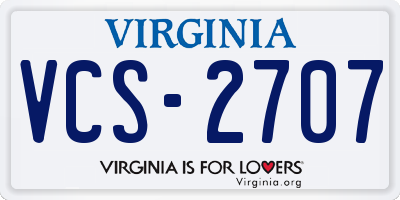 VA license plate VCS2707