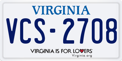 VA license plate VCS2708