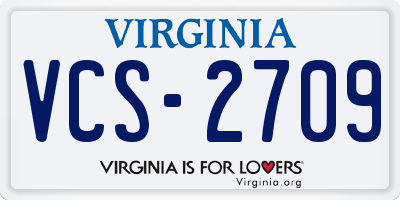 VA license plate VCS2709