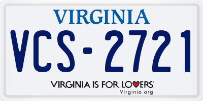 VA license plate VCS2721