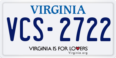 VA license plate VCS2722