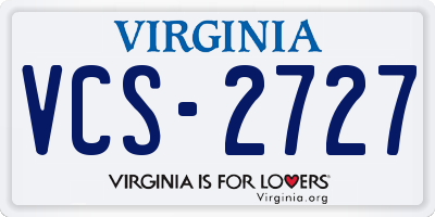 VA license plate VCS2727