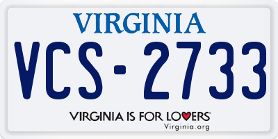 VA license plate VCS2733