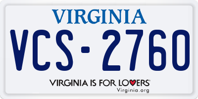 VA license plate VCS2760