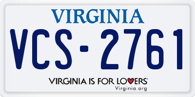 VA license plate VCS2761