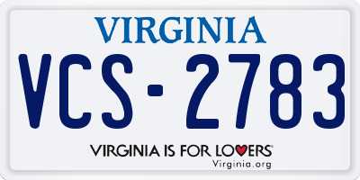 VA license plate VCS2783