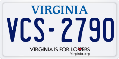 VA license plate VCS2790