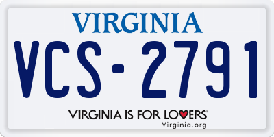 VA license plate VCS2791
