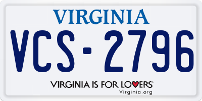 VA license plate VCS2796