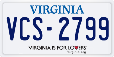 VA license plate VCS2799