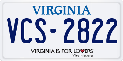 VA license plate VCS2822