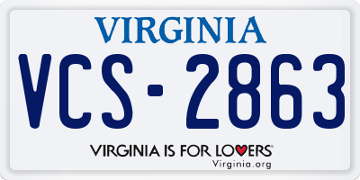 VA license plate VCS2863