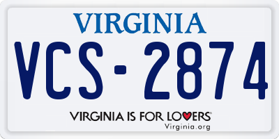 VA license plate VCS2874