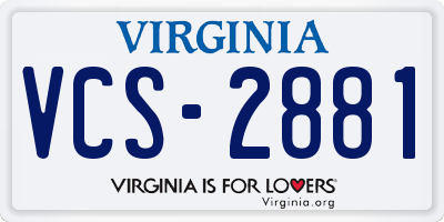 VA license plate VCS2881
