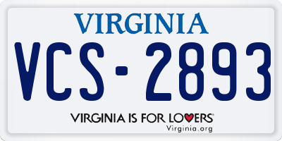 VA license plate VCS2893