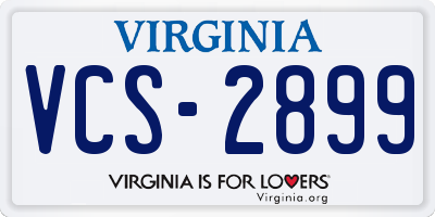 VA license plate VCS2899