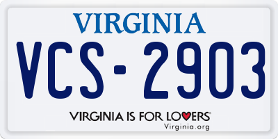 VA license plate VCS2903