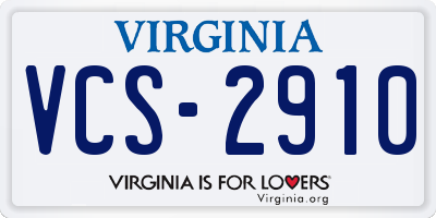 VA license plate VCS2910