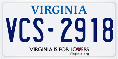 VA license plate VCS2918