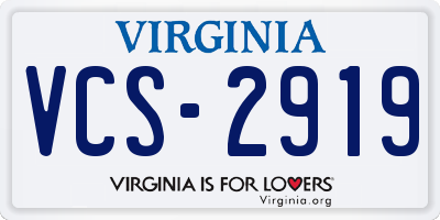 VA license plate VCS2919