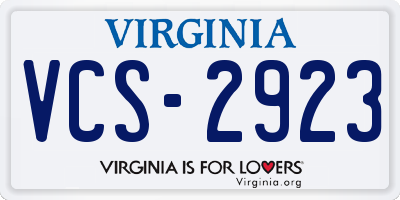 VA license plate VCS2923