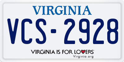 VA license plate VCS2928