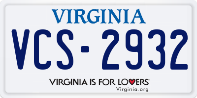 VA license plate VCS2932