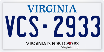 VA license plate VCS2933